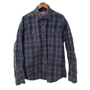 Duluth Heavyweight Flannel Shirt Mens Size L Blue Plaid Long Sleeve Button Front